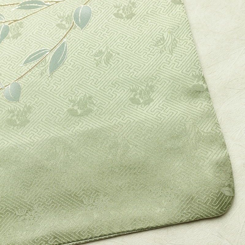 訪問着 綸子 正絹 花柄 袷仕立て 身丈165cm 裄丈66.5cm リサイクル着物 着物 箔 金彩 入学式 卒業式 七五三 お宮参り フォーマル 上品 菊 緑・うぐいす色_画像15