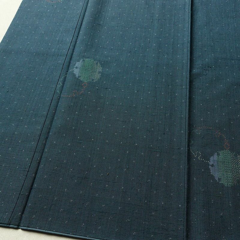 紬 正絹 古典柄 袷仕立て 身丈162.5cm 裄丈67cm リサイクル着物 着物 カジュアル 紬地 青・紺_画像4