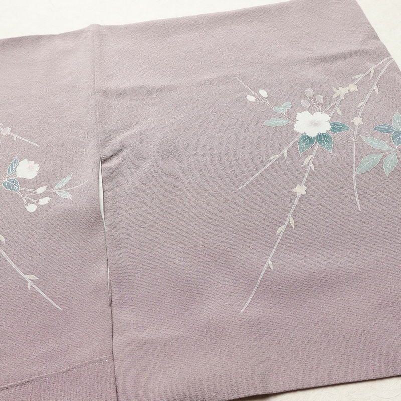 訪問着 縮緬 一つ紋付き 正絹 花柄 袷仕立て 身丈159cm 裄丈64cm リサイクル着物 着物 共八掛 入学式 卒業式 七五三 お宮参り フォーマル 上品 紫・藤色_画像15