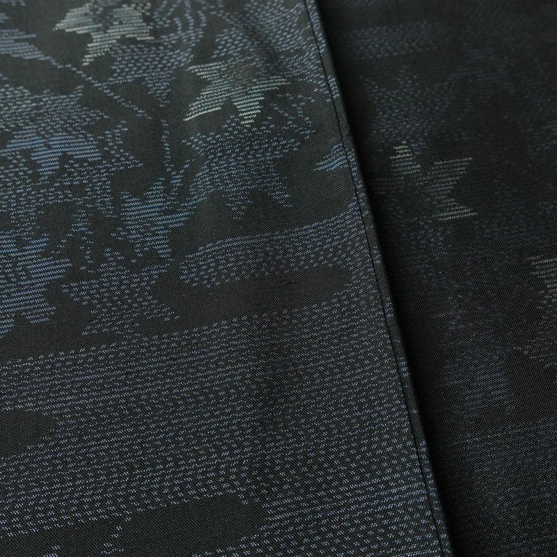 大島紬 証紙なし 正絹 木の葉・植物柄 袷仕立て 身丈161cm 裄丈67cm リサイクル着物 着物 青・紺_画像9