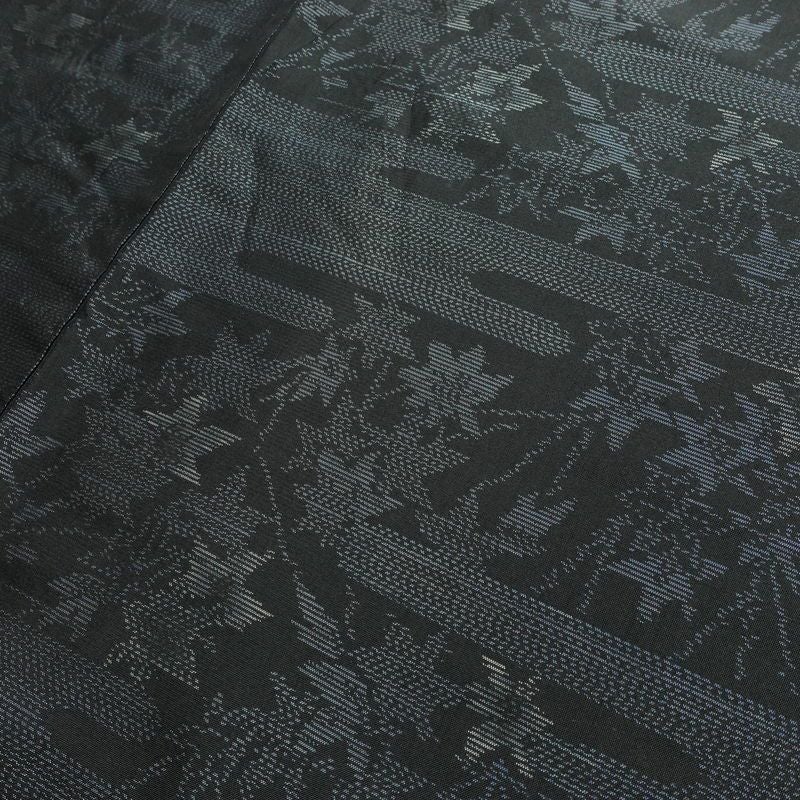 大島紬 証紙なし 正絹 木の葉・植物柄 袷仕立て 身丈161cm 裄丈67cm リサイクル着物 着物 青・紺_画像11