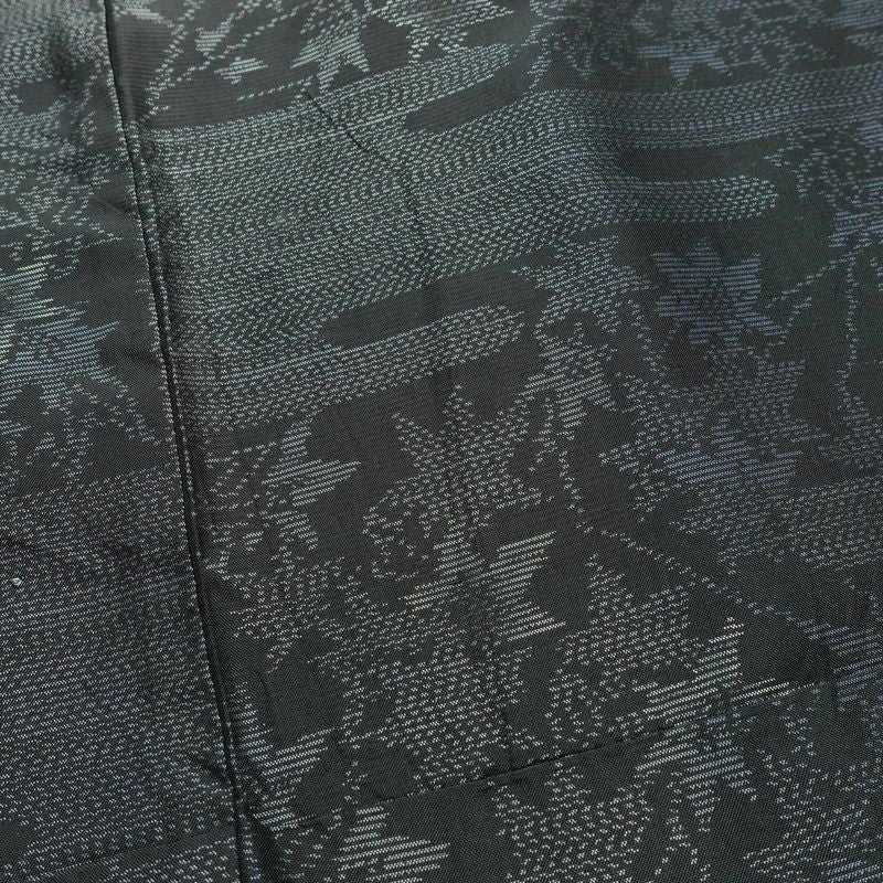 大島紬 証紙なし 正絹 木の葉・植物柄 袷仕立て 身丈161cm 裄丈67cm リサイクル着物 着物 青・紺_画像14