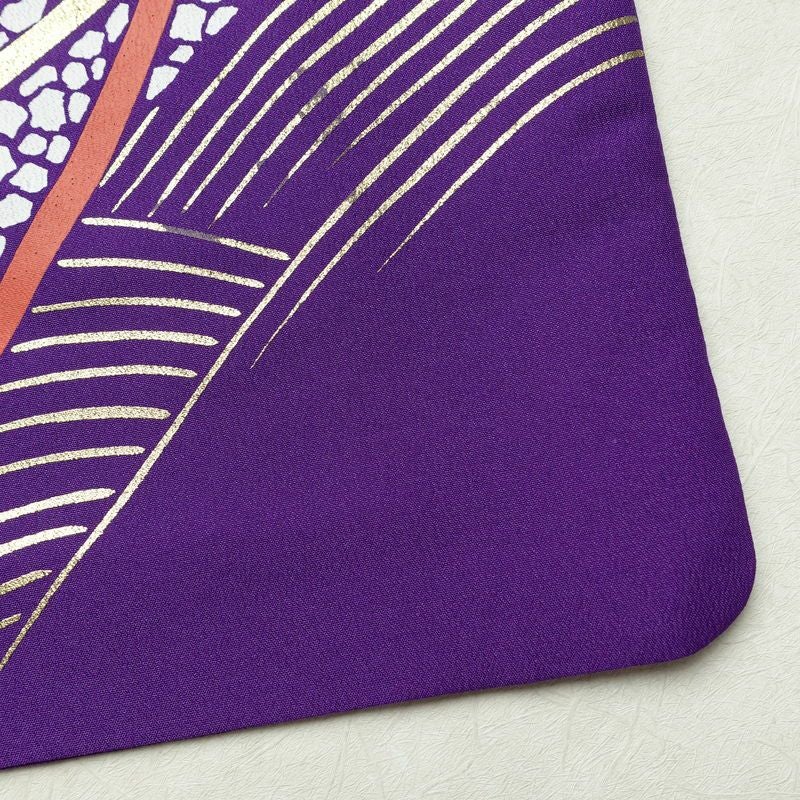 単衣 付け下げ 踊り用 ポリエステル 流水・波柄 単衣仕立て 身丈163cm 裄丈68cm リサイクル着物 着物 箔 紫・藤色_画像17