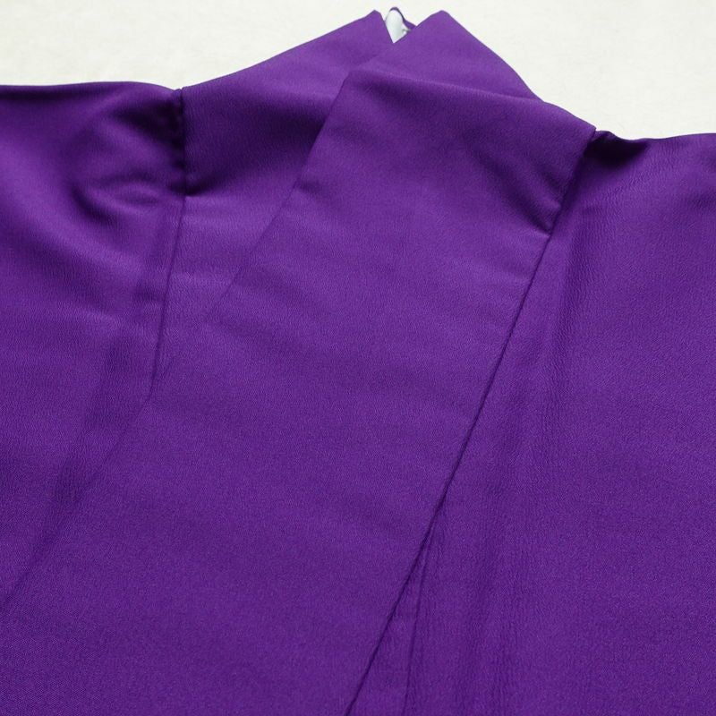 単衣 付け下げ 踊り用 ポリエステル 流水・波柄 単衣仕立て 身丈163cm 裄丈68cm リサイクル着物 着物 箔 紫・藤色_画像18