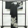 訪問着 一つ紋付き 正絹 花柄 袷仕立て 身丈165.5cm 裄丈66cm リサイクル着物 着物 箔 結婚式 パーティー フォーマル 華やか 黒_画像2