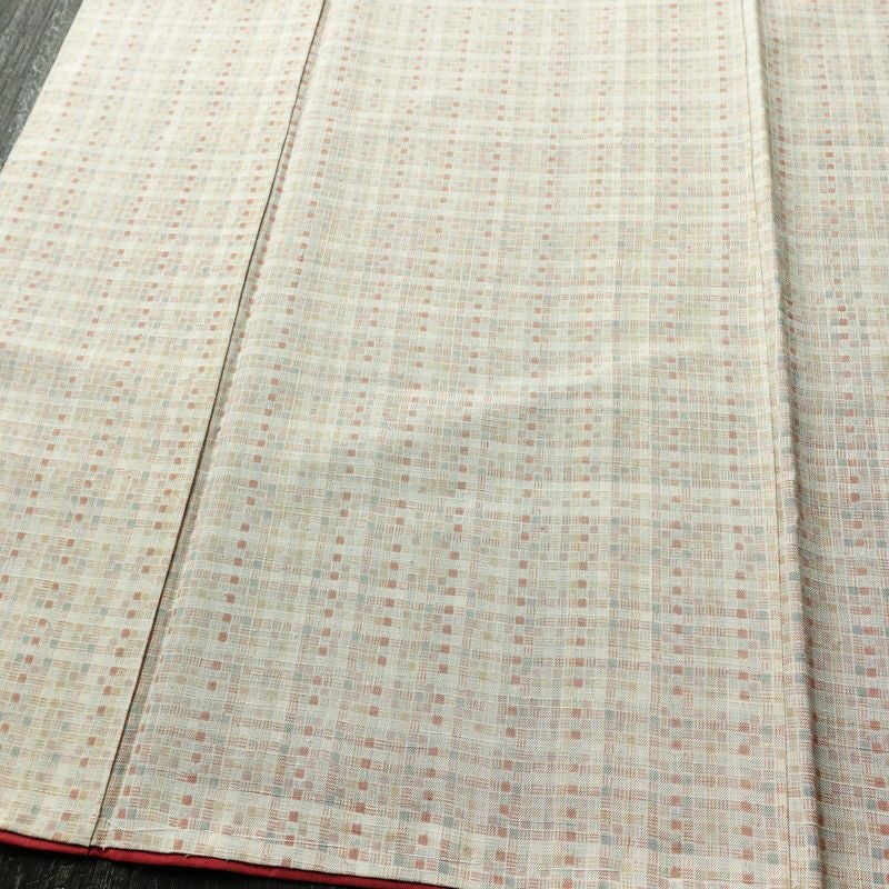 紬 つむぎ着物 正絹 チェック・格子柄 袷仕立て 身丈157.5cm 裄丈66cm リサイクル着物 着物 モダン 白_画像4