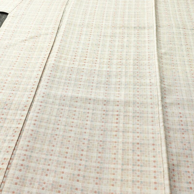 紬 つむぎ着物 正絹 チェック・格子柄 袷仕立て 身丈157.5cm 裄丈66cm リサイクル着物 着物 モダン 白_画像5