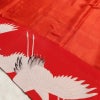 アンティーク 長襦袢 正絹 人物・動物柄 袷仕立て 身丈119cm 裄丈62cm 鶴 粋 赤・朱_画像19