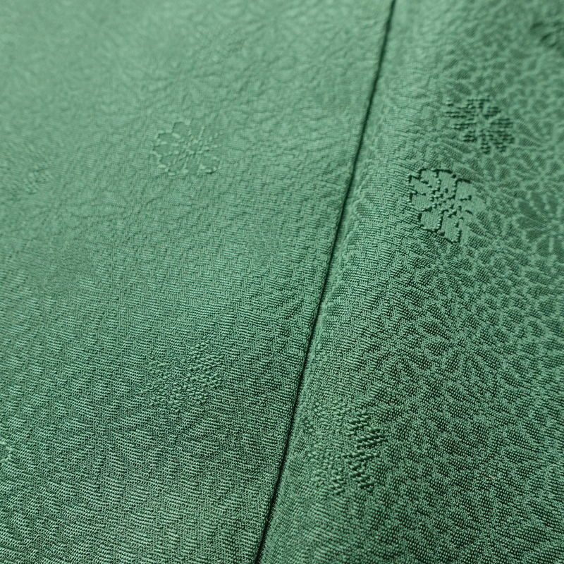 色無地 一つ紋付き 正絹 花柄 袷仕立て 身丈159.5cm 裄丈68cm リサイクル着物 着物 お茶会 シンプル 菊 緑・うぐいす色_画像9