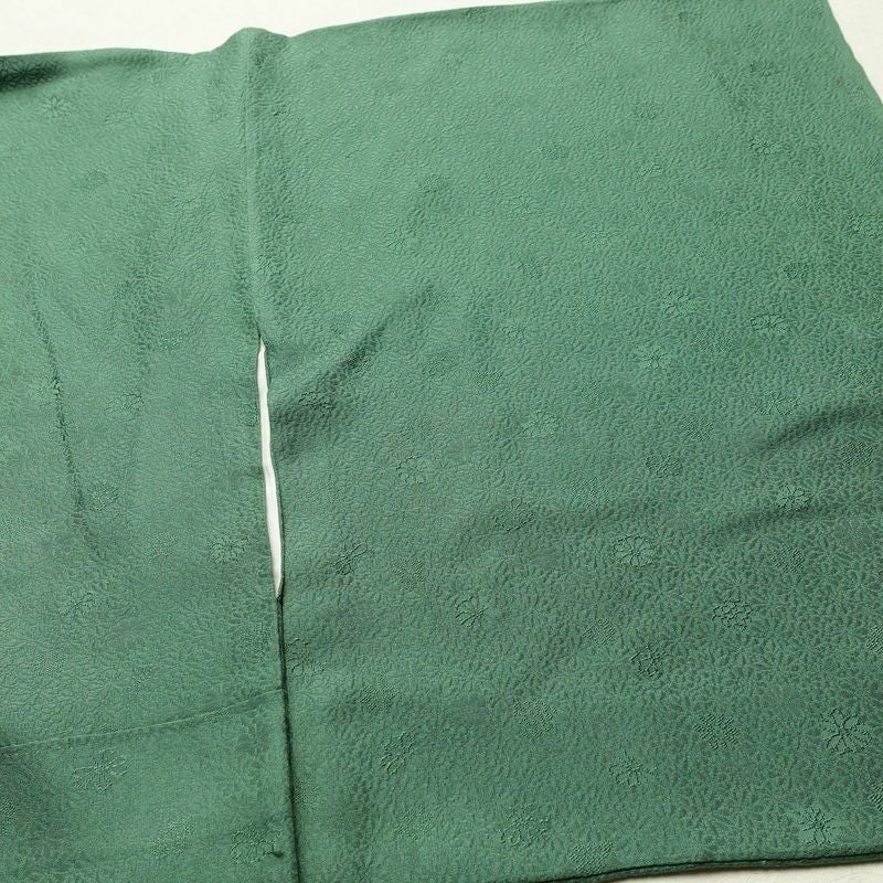 色無地 一つ紋付き 正絹 花柄 袷仕立て 身丈159.5cm 裄丈68cm リサイクル着物 着物 お茶会 シンプル 菊 緑・うぐいす色_画像15