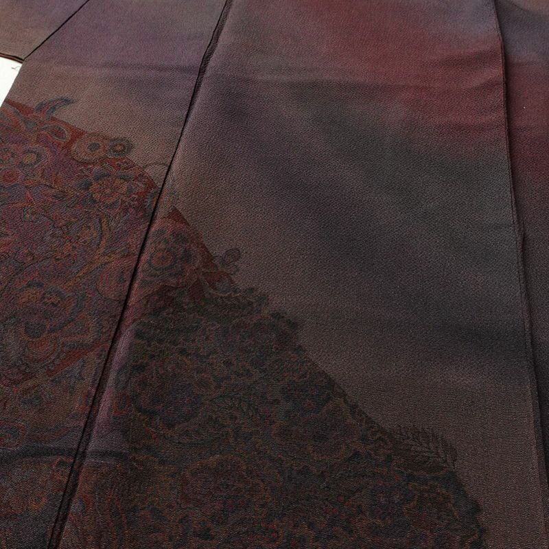 付け下げ 縮緬 正絹 幾何学柄・抽象柄 袷仕立て 身丈166.5cm 裄丈67.5cm リサイクル着物 着物 ぼかし フォーマル モダン オリエンタル 紫・藤色_画像5