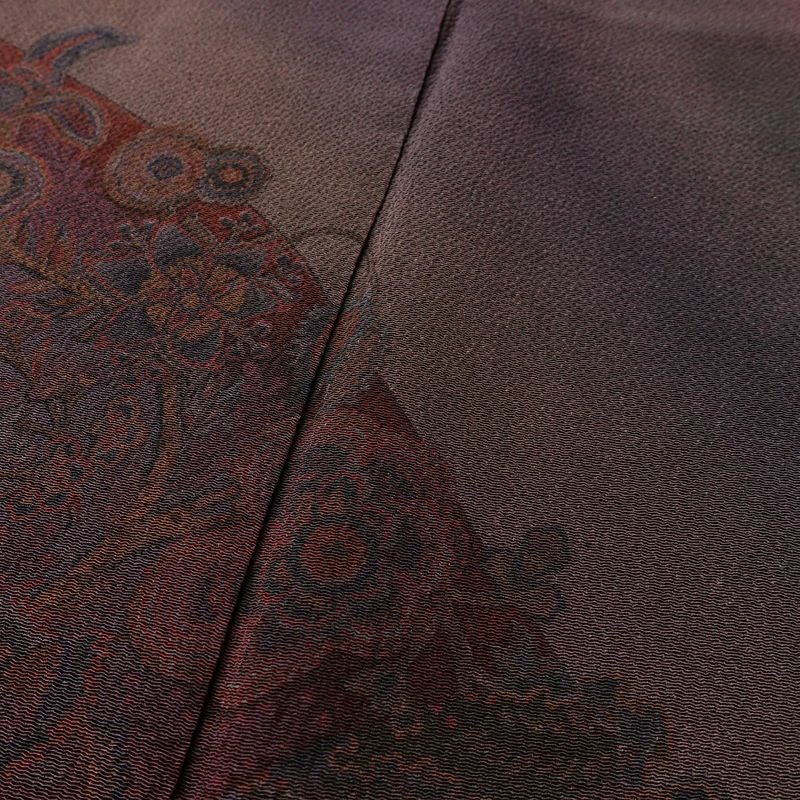 付け下げ 縮緬 正絹 幾何学柄・抽象柄 袷仕立て 身丈166.5cm 裄丈67.5cm リサイクル着物 着物 ぼかし フォーマル モダン オリエンタル 紫・藤色_画像7