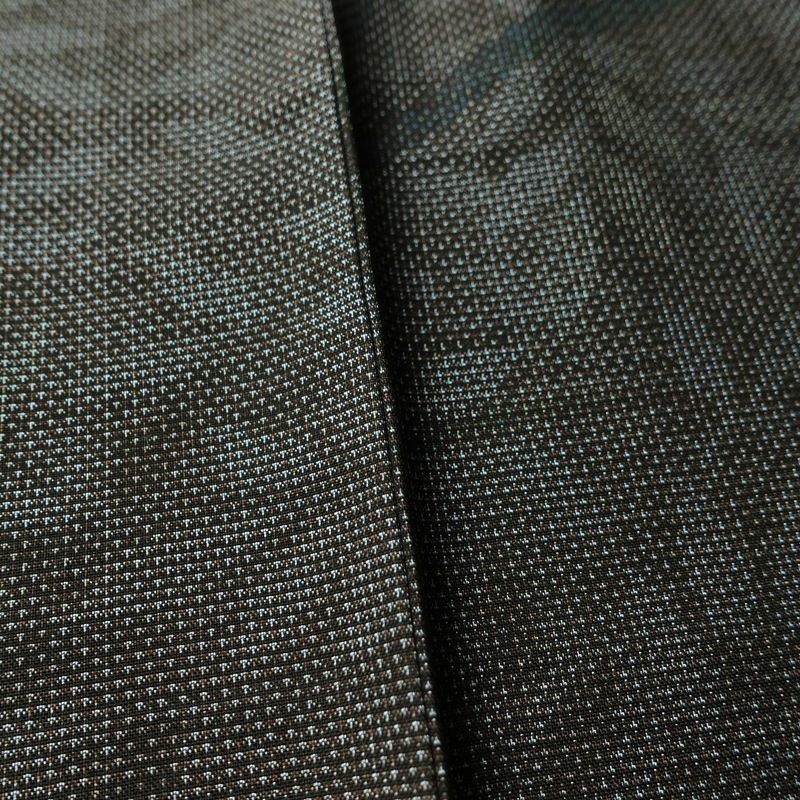 本場大島紬 大島紬 都喜ヱ門 良品 純泥染 正絹 木の葉・植物柄 袷仕立て 身丈160cm 裄丈64cm リサイクル着物 一部しつけ糸付き 着物 モダン 洒落 茶_画像9