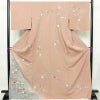 訪問着 縮緬 トールサイズ 正絹 花柄 袷仕立て 身丈170.5cm 裄丈67cm リサイクル着物 着物 作家物 共八掛 入学式 卒業式 結婚式 七五三 お宮参り フォーマル 菊 くすみピンク ピンク_画像1