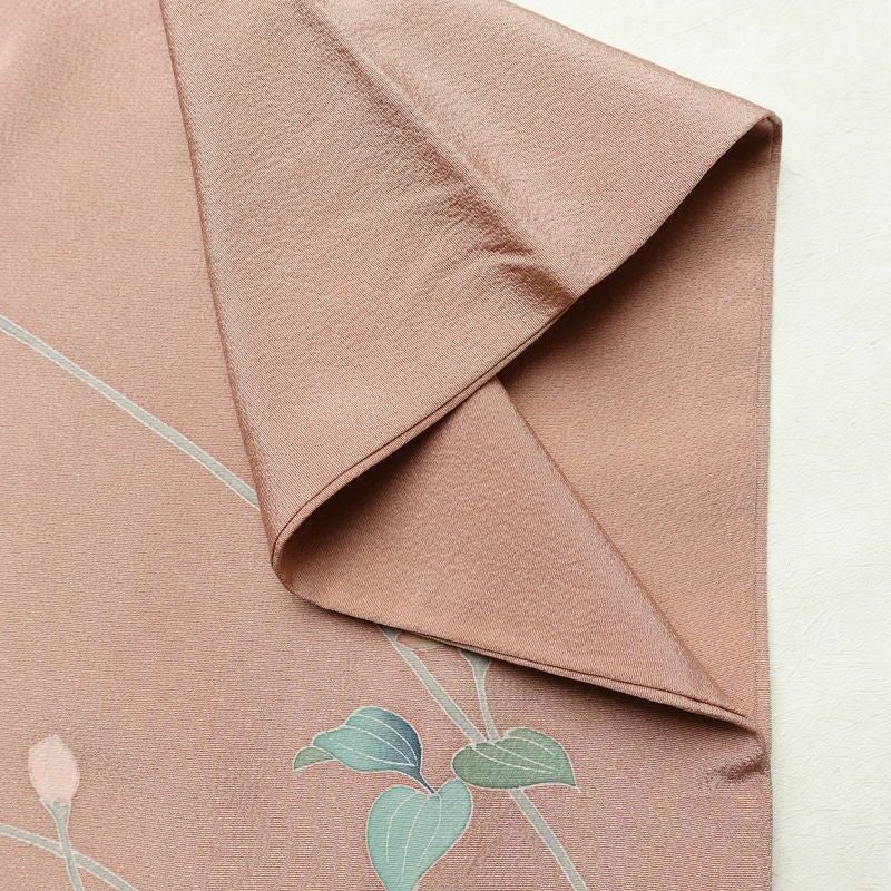 訪問着 縮緬 トールサイズ 正絹 花柄 袷仕立て 身丈170.5cm 裄丈67cm リサイクル着物 着物 作家物 共八掛 入学式 卒業式 結婚式 七五三 お宮参り フォーマル 菊 くすみピンク ピンク_画像15