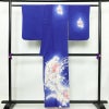 付け下げ 正絹 花柄 袷仕立て 身丈156.5cm 裄丈66.5cm リサイクル着物 着物 箔 フォーマル 華やか 青・紺_画像2