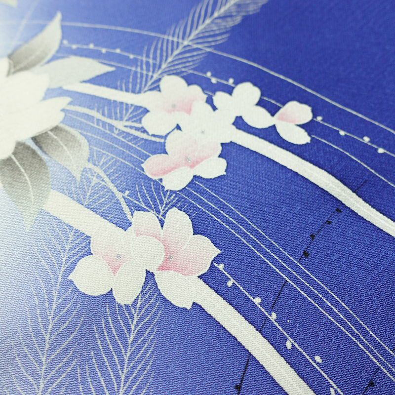 付け下げ 正絹 花柄 袷仕立て 身丈156.5cm 裄丈66.5cm リサイクル着物 着物 箔 フォーマル 華やか 青・紺_画像11