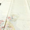 訪問着 絞り 綸子 一つ紋付き 正絹 古典柄 袷仕立て 身丈162.5cm 裄丈66cm リサイクル着物 着物 箔 入学式 卒業式 七五三 お宮参り フォーマル 上品 扇子 クリーム_画像5