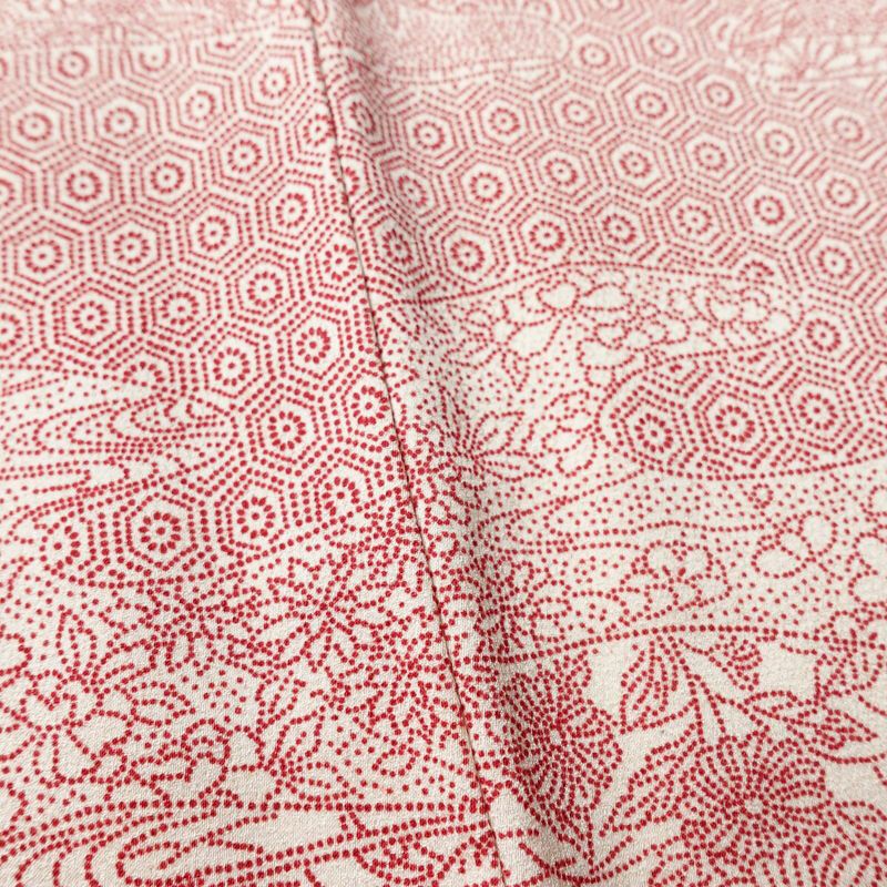 付け下げ 総柄 正絹 古典柄 袷仕立て 身丈159.5cm 裄丈62.5cm リサイクル着物 着物 ピンク_画像9