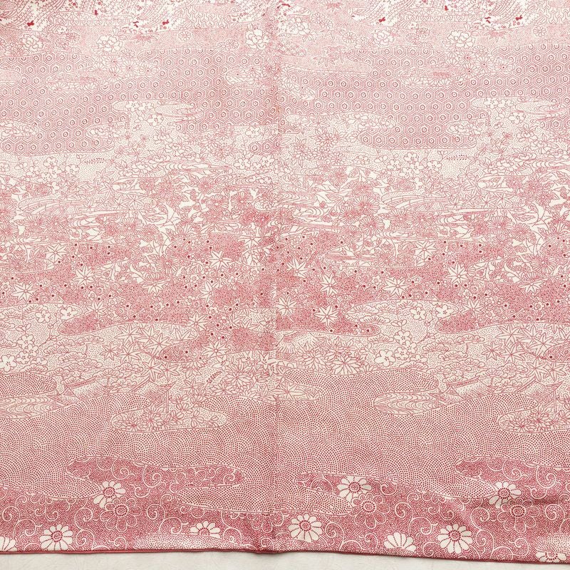 付け下げ 総柄 正絹 古典柄 袷仕立て 身丈159.5cm 裄丈62.5cm リサイクル着物 着物 ピンク_画像12