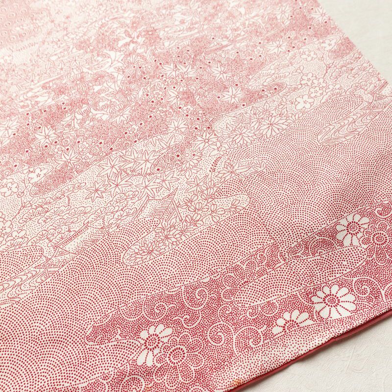 付け下げ 総柄 正絹 古典柄 袷仕立て 身丈159.5cm 裄丈62.5cm リサイクル着物 着物 ピンク_画像13