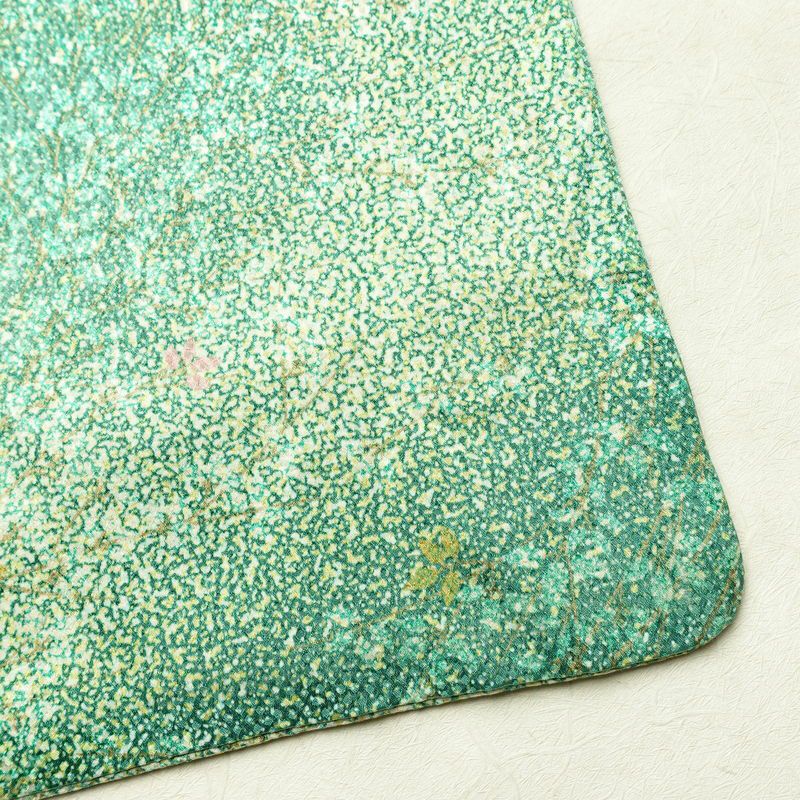 小紋 総柄 正絹 木の葉・植物柄 袷仕立て 身丈154cm 裄丈65cm リサイクル着物 街着 こもん 着物 緑・うぐいす色_画像14