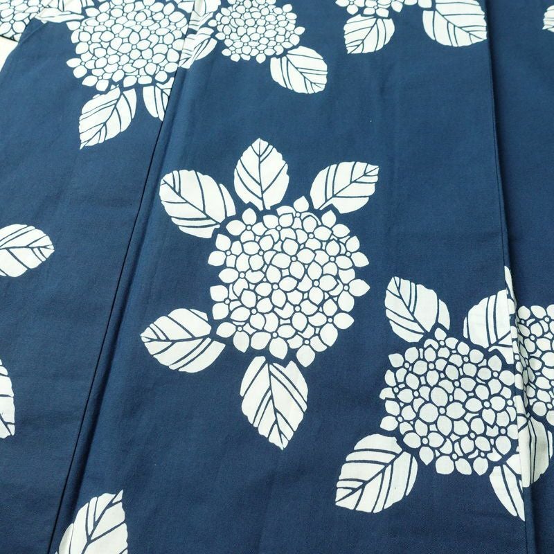浴衣 バチ衿仕立て 紫陽花 綿 花柄 単衣仕立て 身丈146cm 裄丈64cm シンプル 夏用 青・紺_画像5