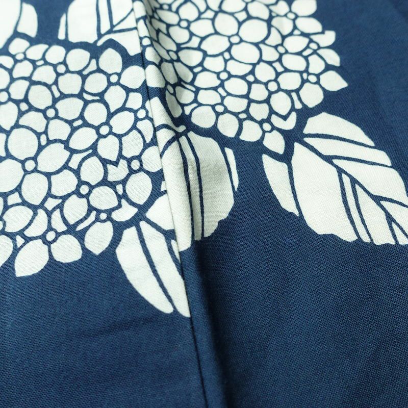浴衣 バチ衿仕立て 紫陽花 綿 花柄 単衣仕立て 身丈146cm 裄丈64cm シンプル 夏用 青・紺_画像10