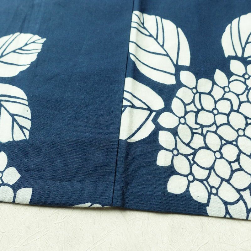 浴衣 バチ衿仕立て 紫陽花 綿 花柄 単衣仕立て 身丈146cm 裄丈64cm シンプル 夏用 青・紺_画像11