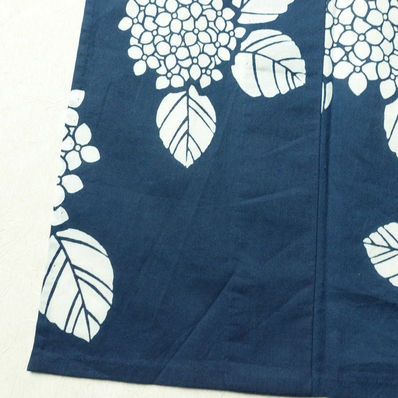 浴衣 バチ衿仕立て 紫陽花 綿 花柄 単衣仕立て 身丈146cm 裄丈64cm シンプル 夏用 青・紺_画像12