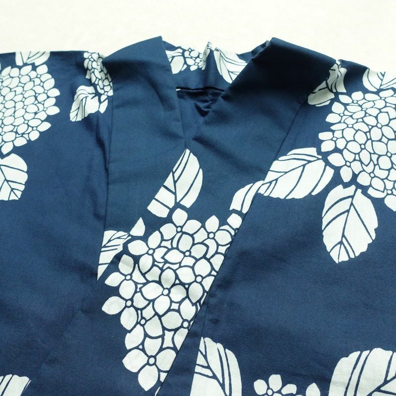 浴衣 バチ衿仕立て 紫陽花 綿 花柄 単衣仕立て 身丈146cm 裄丈64cm シンプル 夏用 青・紺_画像16