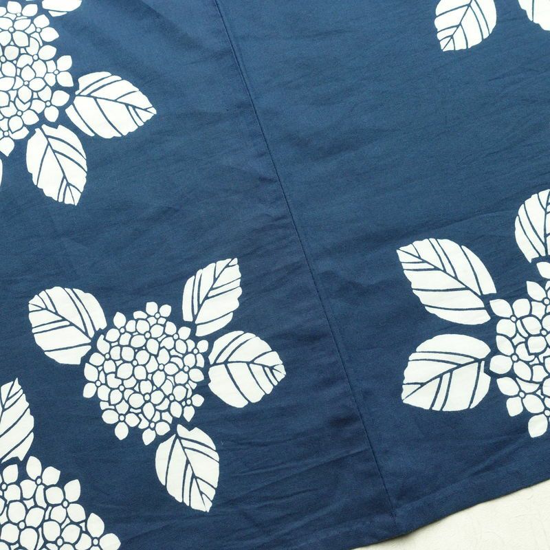 浴衣 バチ衿仕立て 紫陽花 綿 花柄 単衣仕立て 身丈146cm 裄丈64cm シンプル 夏用 青・紺_画像20