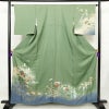 訪問着 良品 正絹 花柄 袷仕立て 身丈159.5cm 裄丈64.5cm リサイクル着物 着物 箔 金彩 入学式 卒業式 結婚式 七五三 パーティー お宮参り フォーマル 華やか 色箔 緑・うぐいす色_画像1