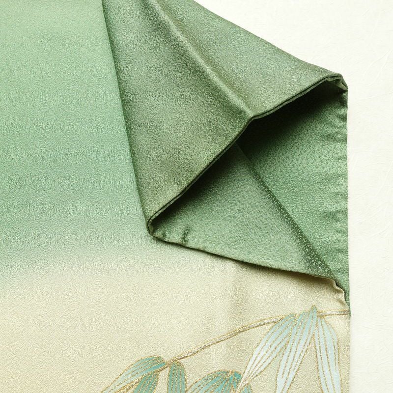 訪問着 良品 正絹 花柄 袷仕立て 身丈159.5cm 裄丈64.5cm リサイクル着物 着物 箔 金彩 入学式 卒業式 結婚式 七五三 パーティー お宮参り フォーマル 華やか 色箔 緑・うぐいす色_画像15