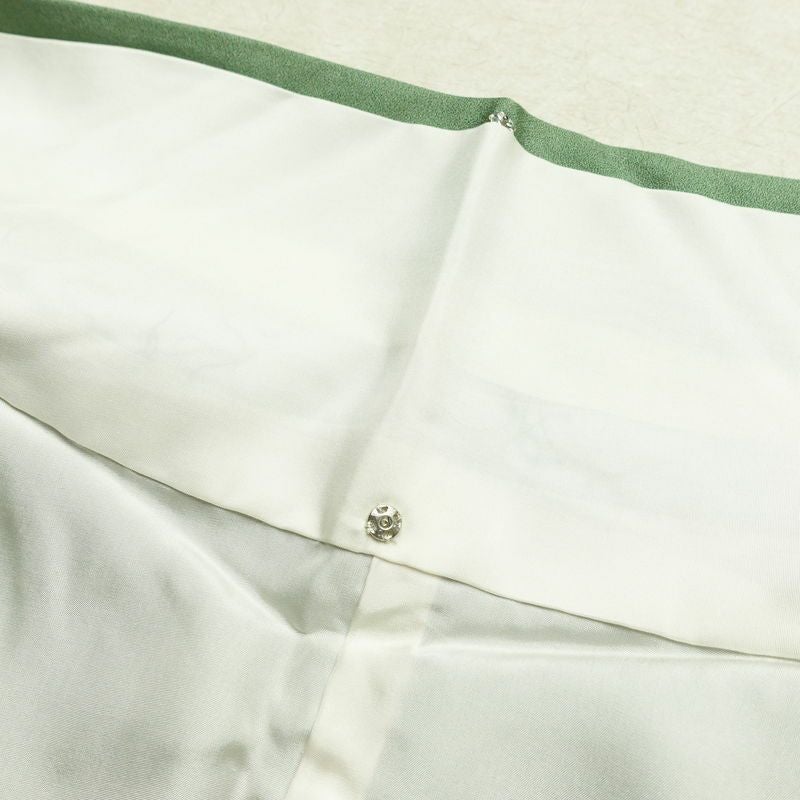 訪問着 良品 正絹 花柄 袷仕立て 身丈159.5cm 裄丈64.5cm リサイクル着物 着物 箔 金彩 入学式 卒業式 結婚式 七五三 パーティー お宮参り フォーマル 華やか 色箔 緑・うぐいす色_画像20