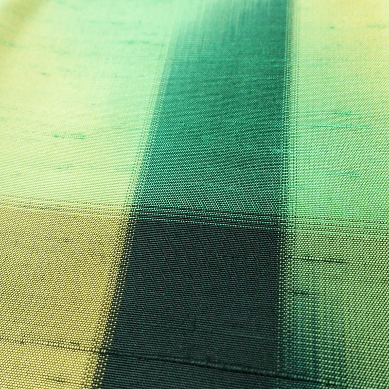 紬 正絹 チェック・格子柄 袷仕立て 身丈155cm 裄丈63cm リサイクル着物 着物 つむぎ モダン 緑・うぐいす色_画像9