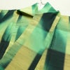 紬 正絹 チェック・格子柄 袷仕立て 身丈155cm 裄丈63cm リサイクル着物 着物 つむぎ モダン 緑・うぐいす色_画像17