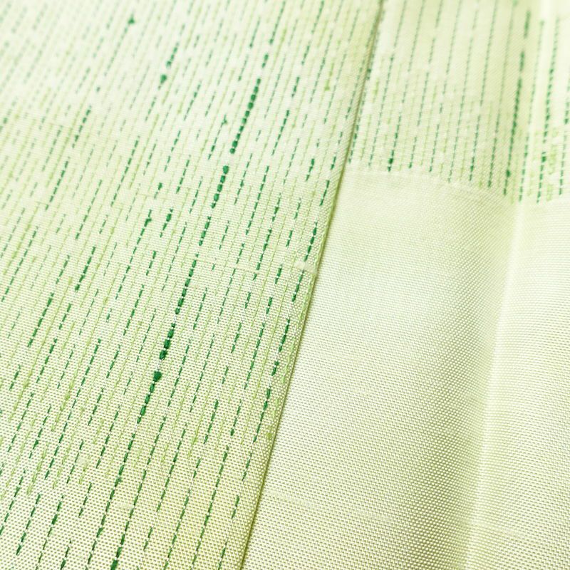 紬 良品 正絹 流水・波柄 袷仕立て 身丈162cm 裄丈64cm リサイクル着物 一部しつけ糸付き つむぎ 着物 緑・うぐいす色_画像10