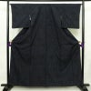紬 美品 正絹 幾何学柄・抽象柄 袷仕立て 身丈160.5cm 裄丈65.5cm 一部しつけ糸付き 街着 カジュアル 粋 つむぎ着物 リサイクル着物 着物 青・紺_画像1