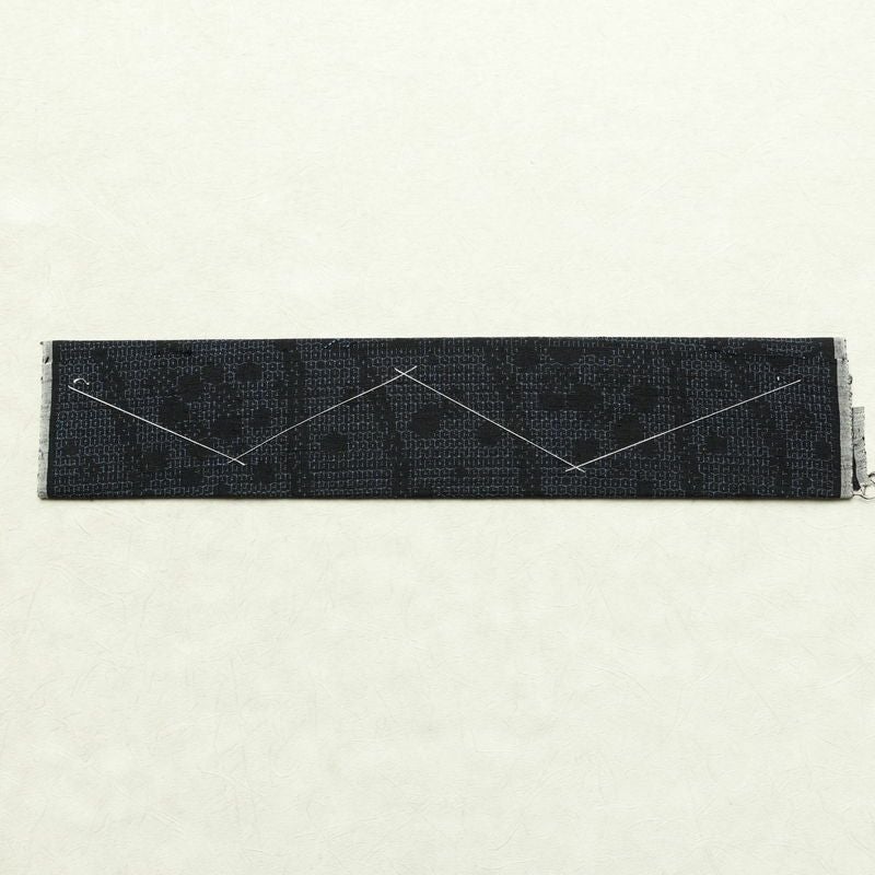 紬 美品 正絹 幾何学柄・抽象柄 袷仕立て 身丈160.5cm 裄丈65.5cm 一部しつけ糸付き 街着 カジュアル 粋 つむぎ着物 リサイクル着物 着物 青・紺_画像21