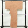 単衣 紬 良品 草木染 しつけ糸付き 正絹 無地 単衣仕立て 身丈158.5cm 裄丈64.5cm シンプル 着物 ピンクオレンジ 橙_画像2