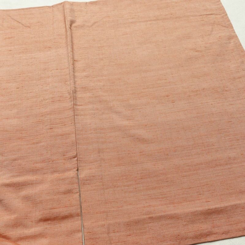 単衣 紬 良品 草木染 しつけ糸付き 正絹 無地 単衣仕立て 身丈158.5cm 裄丈64.5cm シンプル 着物 ピンクオレンジ 橙_画像13