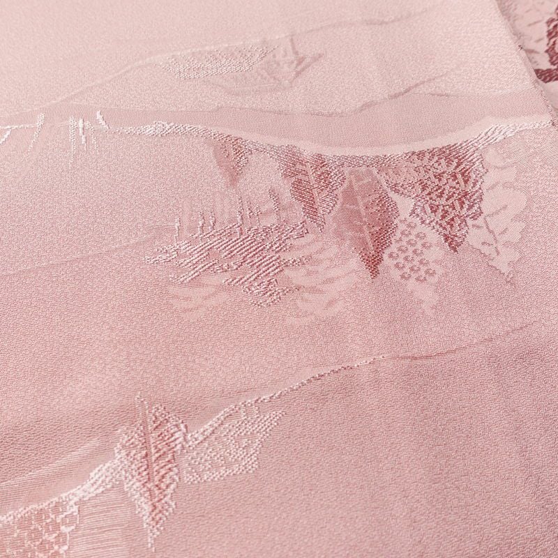 色無地 美品 しつけ糸付き 正絹 風景柄 袷仕立て 身丈162cm 裄丈66cm フォーマル 着物 くすみピンク お茶会 ピンク_画像7