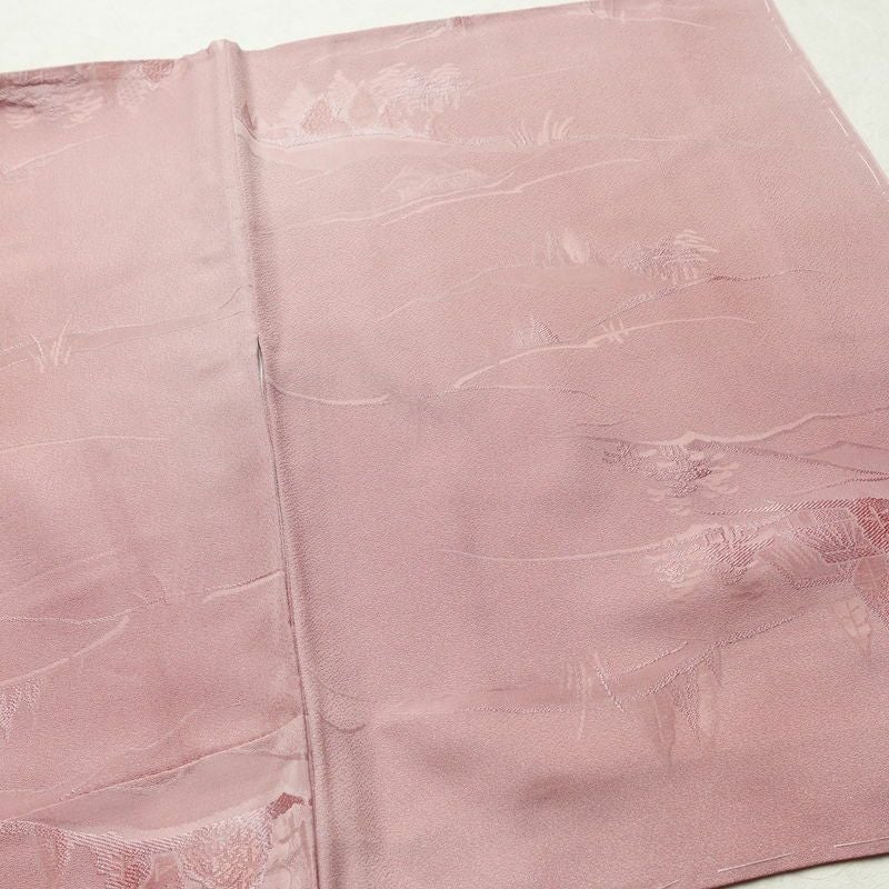 色無地 美品 しつけ糸付き 正絹 風景柄 袷仕立て 身丈162cm 裄丈66cm フォーマル 着物 くすみピンク お茶会 ピンク_画像14