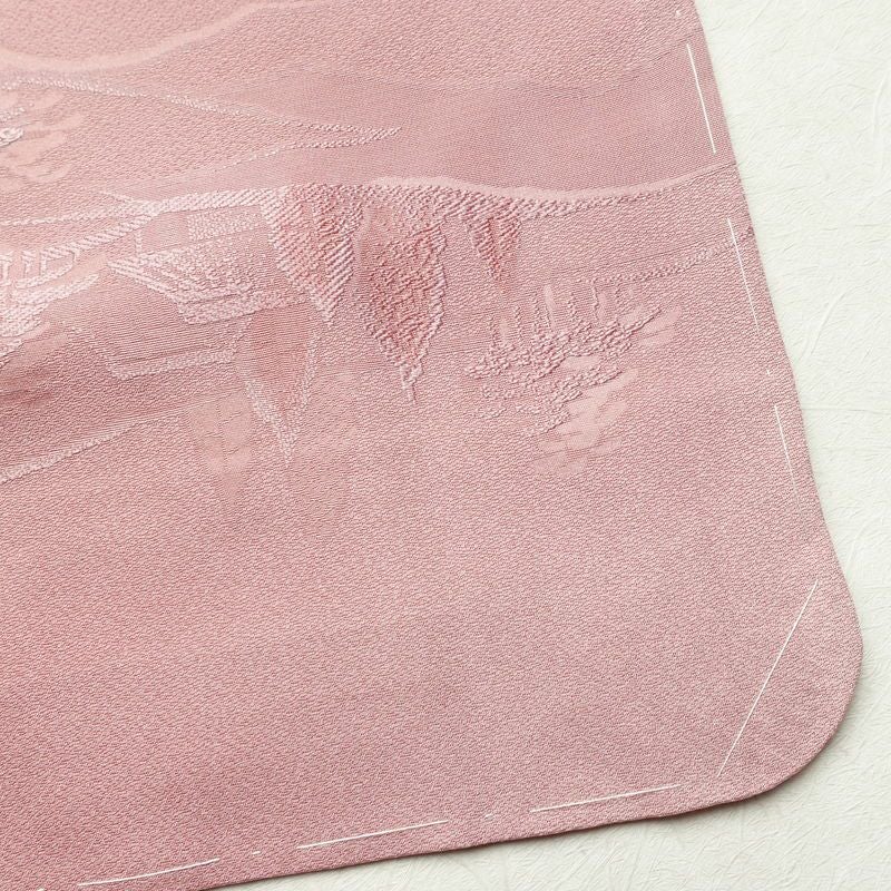 色無地 美品 しつけ糸付き 正絹 風景柄 袷仕立て 身丈162cm 裄丈66cm フォーマル 着物 くすみピンク お茶会 ピンク_画像16