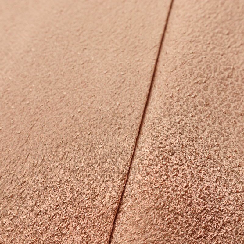 色無地 良品 堅牢染 一つ紋付き 丹後ちりめん 正絹 八丁撚糸 華くらべ 花柄 袷仕立て 身丈161.5cm 裄丈64cm フォーマル 着物 お茶会 茶_画像8