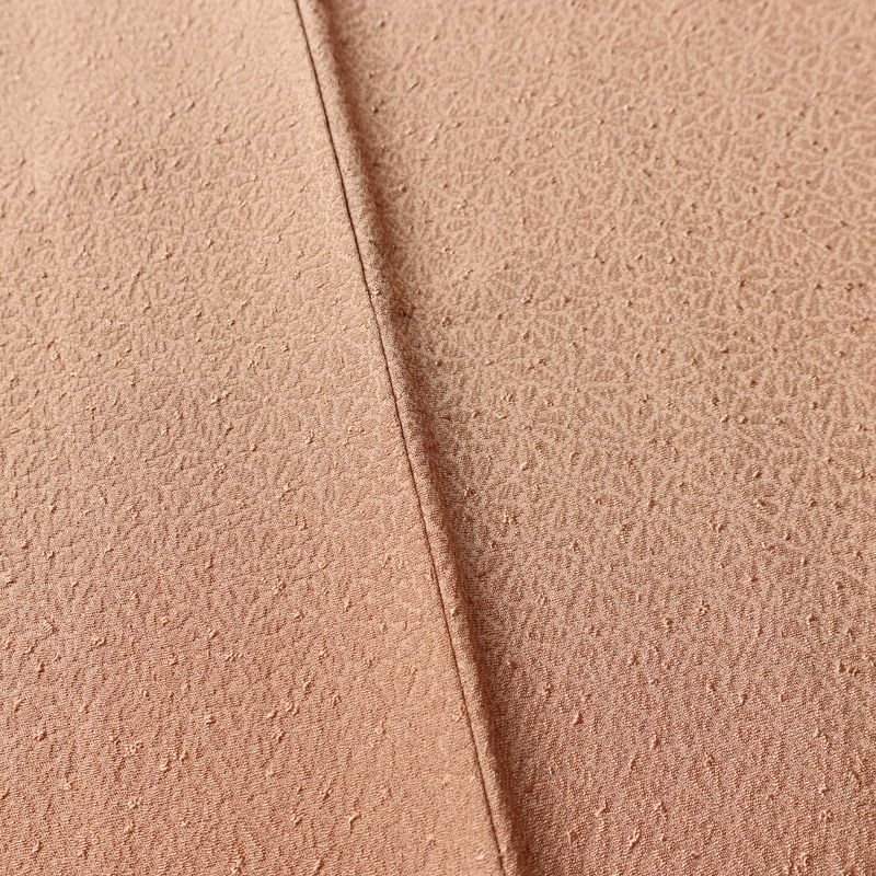 色無地 良品 堅牢染 一つ紋付き 丹後ちりめん 正絹 八丁撚糸 華くらべ 花柄 袷仕立て 身丈161.5cm 裄丈64cm フォーマル 着物 お茶会 茶_画像9