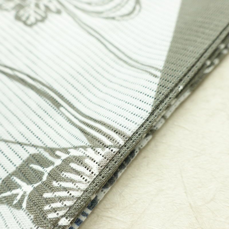 新品 浴衣 綿絽 国内染色 国内加工 女性用 絽 綿 グレー 花 しつけ糸付き 未使用品 ゆかた くすみカラー シック モダン しっとり_画像13