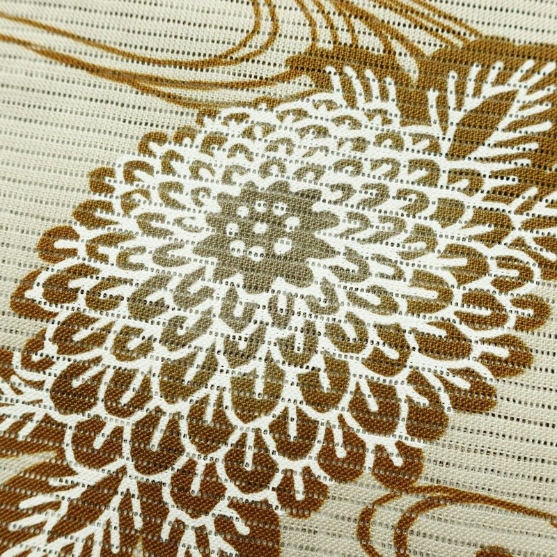 新品 浴衣 綿絽 国内染色 国内加工 女性用 絽 綿 茶 花 しつけ糸付き 未使用品 ゆかた シック モダン しっとり_画像4