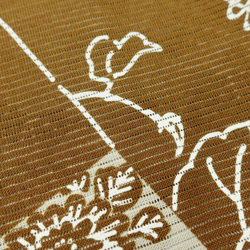 新品 浴衣 綿絽 国内染色 国内加工 女性用 絽 綿 茶 花 しつけ糸付き 未使用品 ゆかた シック モダン しっとり_画像5